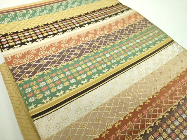 平和屋着物●西陣　河村織物　河村つづれ　つけ帯　手織　名物苺錦文　金糸　正絹　逸品　未使用　DABB4697ps