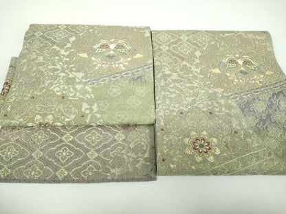 平和屋着物●極上　つけ帯　輪奈織　正倉院鴛鴦花文　金糸　正絹　逸品　未使用　DABB4699ps
