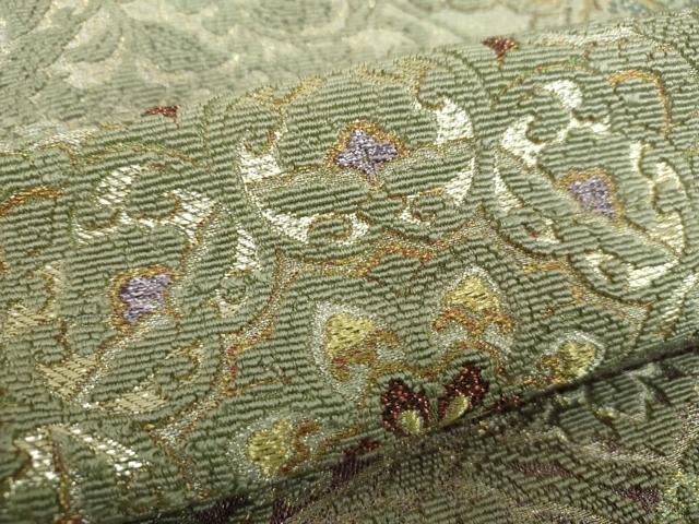 平和屋着物●極上　つけ帯　輪奈織　正倉院鴛鴦花文　金糸　正絹　逸品　未使用　DABB4699ps