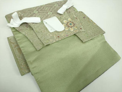 平和屋着物●極上　つけ帯　輪奈織　正倉院鴛鴦花文　金糸　正絹　逸品　未使用　DABB4699ps