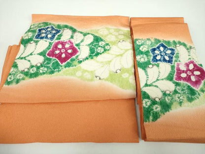 平和屋着物●つけ帯 絞り 辻が花 鬼しぼ縮緬 正絹 逸品 DABB4700ps