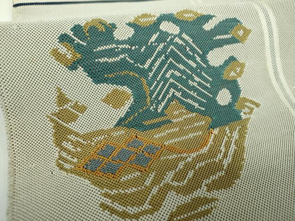 平和屋着物●つけ帯　甲比丹孔雀　金糸　正絹　逸品　DABB4705ps