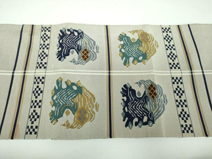 平和屋着物●つけ帯　甲比丹孔雀　金糸　正絹　逸品　DABB4705ps