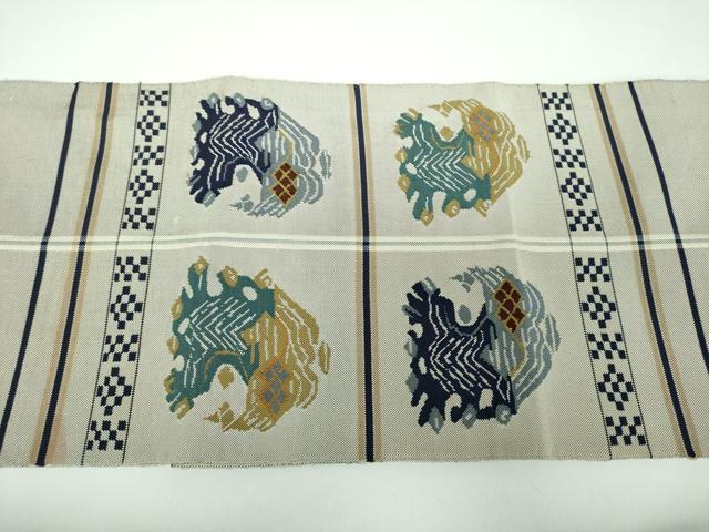 平和屋着物●つけ帯　甲比丹孔雀　金糸　正絹　逸品　DABB4705ps
