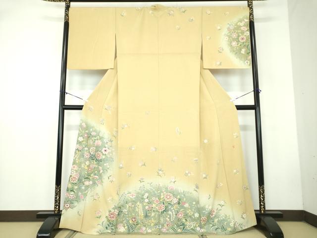 平和屋着物●訪問着 作家物 洋花文 暈し染め 金彩 正絹 逸品 DABB4708ps