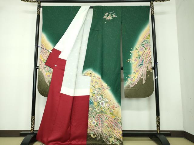 平和屋着物●豪華振袖　絞り　辻が花　暈し染め　金通し地　正絹　逸品　DABB4710ps