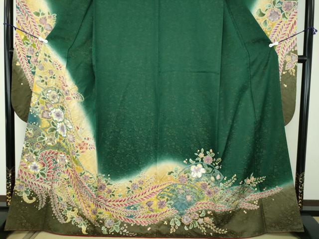 平和屋着物●豪華振袖　絞り　辻が花　暈し染め　金通し地　正絹　逸品　DABB4710ps