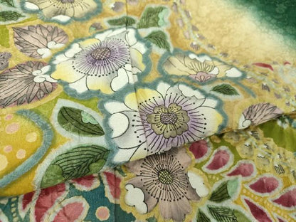 平和屋着物●豪華振袖　絞り　辻が花　暈し染め　金通し地　正絹　逸品　DABB4710ps