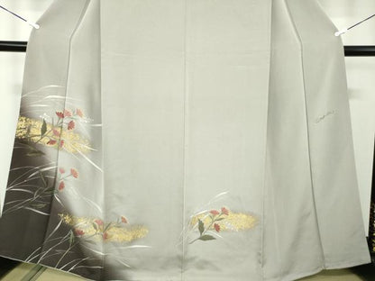 平和屋着物●ファッションデザイナー　HIROKO KOSHINO　コシノヒロコ　訪問着　ろうけつ染　草花文　暈し染　金彩　正絹　逸品　DABB4720ps