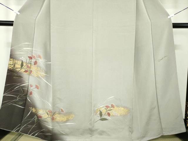 平和屋着物●ファッションデザイナー　HIROKO KOSHINO　コシノヒロコ　訪問着　ろうけつ染　草花文　暈し染　金彩　正絹　逸品　DABB4720ps