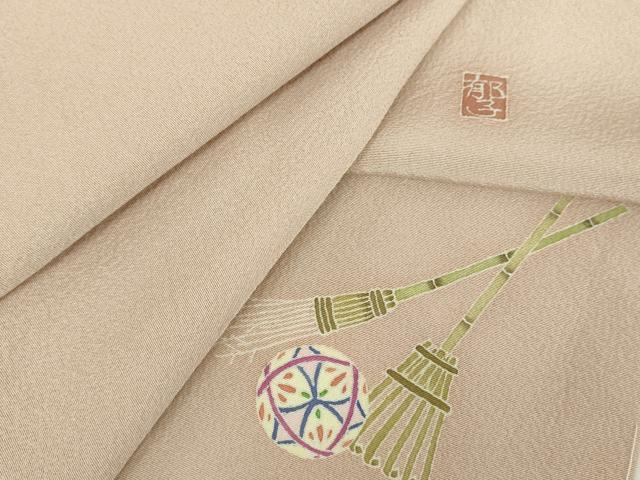 平和屋着物●本加賀友禅作家　林郁子監修　色無地　灰桜色　正絹　逸品　DABB4722ps