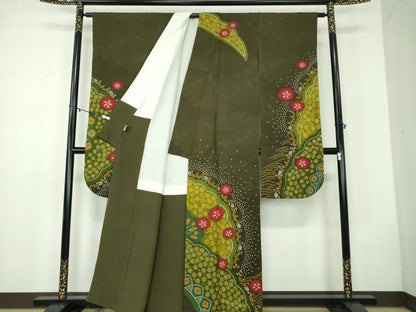 平和屋着物●豪華振袖　絞り　吉祥花文　金彩　京都きもの友禅扱い　正絹　逸品　DABB4724ps