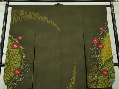 平和屋着物●豪華振袖　絞り　吉祥花文　金彩　京都きもの友禅扱い　正絹　逸品　DABB4724ps