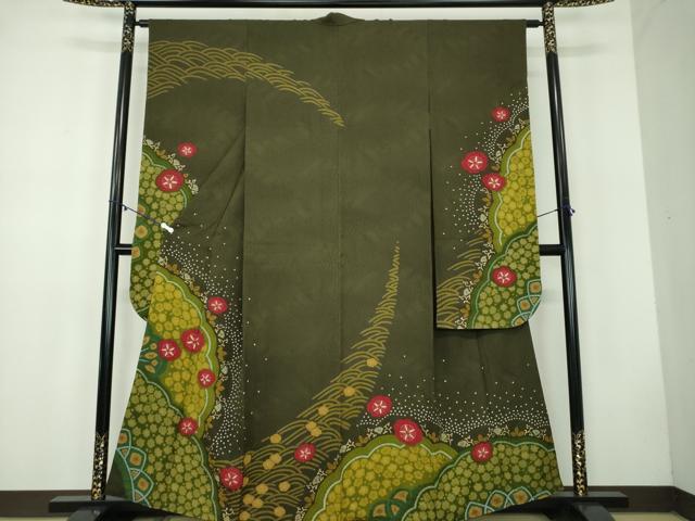 平和屋着物●豪華振袖　絞り　吉祥花文　金彩　京都きもの友禅扱い　正絹　逸品　DABB4724ps
