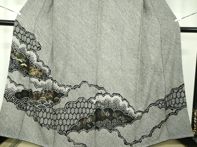 平和屋着物●訪問着　総絞り　刺繍　雲取り風景文　黒地　金彩　正絹　逸品　DABB4726ps
