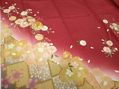 平和屋着物●豪華振袖 刺繍 桜手毬 暈し染め 金彩 やまと誂製 正絹 逸品 DABB4728ps