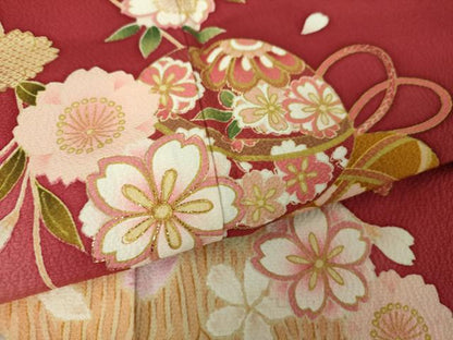 平和屋着物●豪華振袖 刺繍 桜手毬 暈し染め 金彩 やまと誂製 正絹 逸品 DABB4728ps