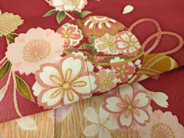 平和屋着物●豪華振袖 刺繍 桜手毬 暈し染め 金彩 やまと誂製 正絹 逸品 DABB4728ps