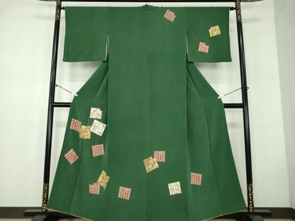 平和屋着物●訪問着 駒刺繍 源氏香花文 金彩 鬼しぼ縮緬 正絹 逸品 DABB4733ps