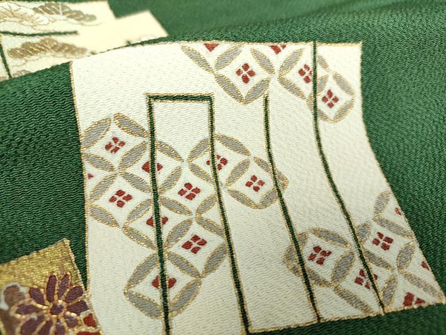 平和屋着物●訪問着 駒刺繍 源氏香花文 金彩 鬼しぼ縮緬 正絹 逸品 DABB4733ps