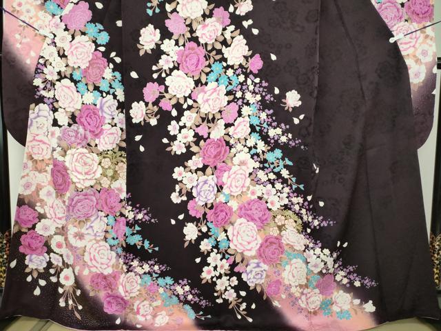 平和屋着物●豪華振袖　刺繍　ラインストーン　舞花文　暈し染め　金銀彩　正絹　逸品　DABB4735ps