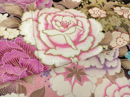 平和屋着物●豪華振袖　刺繍　ラインストーン　舞花文　暈し染め　金銀彩　正絹　逸品　DABB4735ps