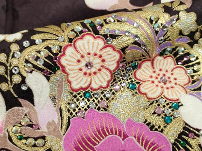 平和屋着物●豪華振袖　刺繍　ラインストーン　舞花文　暈し染め　金銀彩　正絹　逸品　DABB4735ps