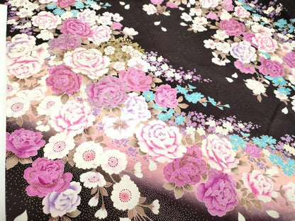 平和屋着物●豪華振袖 刺繍 ラインストーン 舞花文 暈し染め 金銀彩 正絹 逸品 DABB4736ps