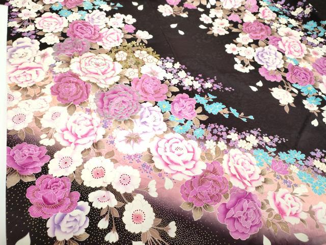 平和屋着物●豪華振袖 刺繍 ラインストーン 舞花文 暈し染め 金銀彩 正絹 逸品 DABB4736ps