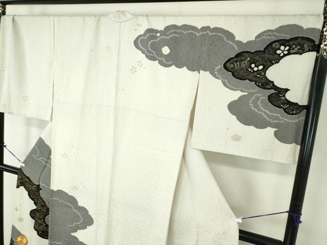 平和屋着物●訪問着 駒刺繍 絞り 雲取り竜田川花文 金彩 正絹 逸品 DABB4737ps