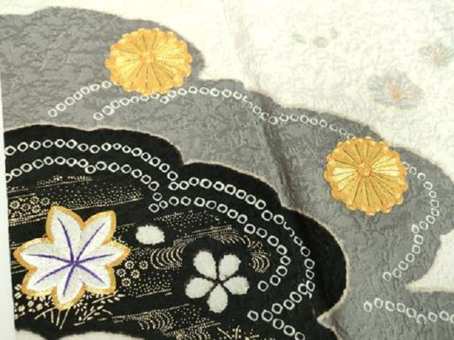 平和屋着物●訪問着 駒刺繍 絞り 雲取り竜田川花文 金彩 正絹 逸品 DABB4737ps