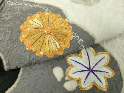 平和屋着物●訪問着 駒刺繍 絞り 雲取り竜田川花文 金彩 正絹 逸品 DABB4737ps