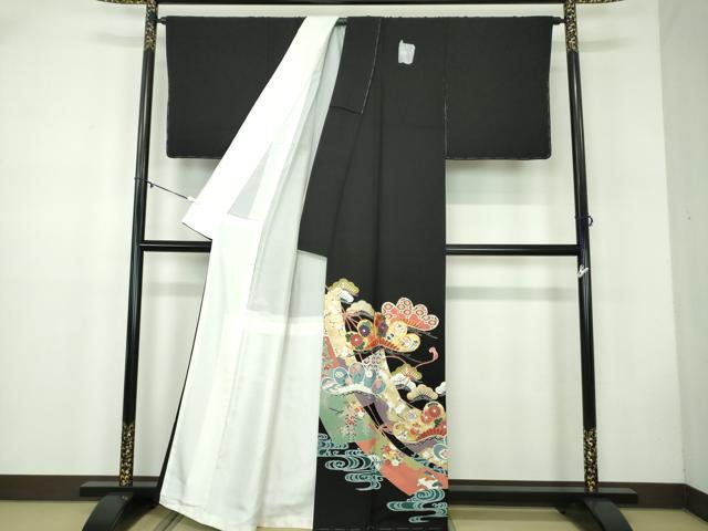 平和屋着物●豪華黒留袖　作家物　駒刺繍　宝尽くし花文　金彩　正絹　逸品　未使用　DABB4738ps