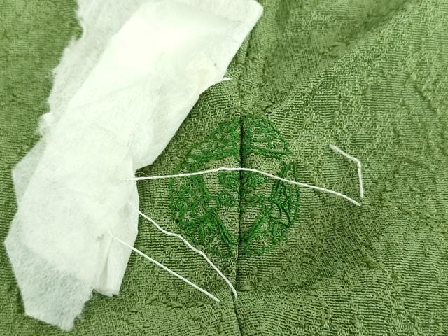 平和屋着物●上質な色無地 宇治 緑茶染 霞地紋 松葉色 正絹 逸品 未使用 DABB4740ps