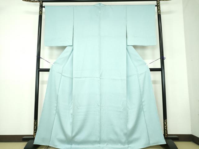 平和屋着物●上質な色無地　菱地紋　水色　正絹　逸品　未使用　DABB4741ps