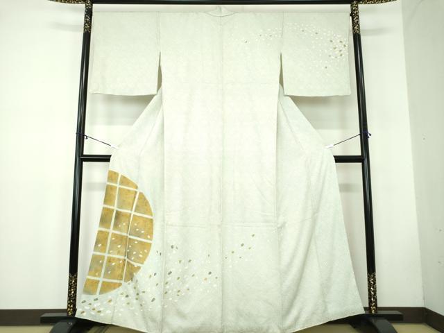 平和屋着物●訪問着　総絞り　手描き　舞桜　金彩　正絹　逸品　DABB4751ps
