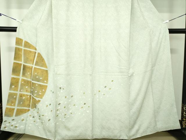 平和屋着物●訪問着　総絞り　手描き　舞桜　金彩　正絹　逸品　DABB4751ps