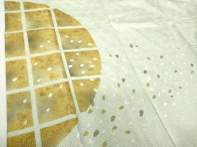 平和屋着物●訪問着　総絞り　手描き　舞桜　金彩　正絹　逸品　DABB4751ps