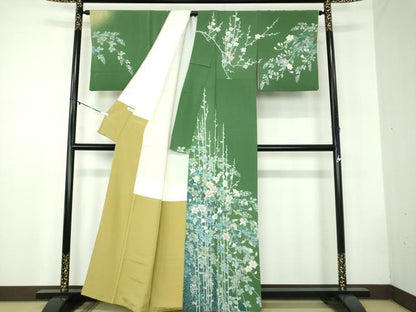 平和屋着物●訪問着 友禅 作家物 草花間道 槍梅 暈し染め 正絹 逸品 DABB4753ps