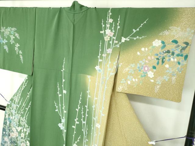 平和屋着物●訪問着 友禅 作家物 草花間道 槍梅 暈し染め 正絹 逸品 DABB4753ps