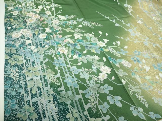 平和屋着物●訪問着 友禅 作家物 草花間道 槍梅 暈し染め 正絹 逸品 DABB4753ps