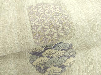 平和屋着物▽西陣の名門 加納幸謹製 六通柄袋帯 スリーシーズン 春夏秋 唐織 雪輪花文 金銀糸 共箱付き 正絹 逸品 DABB4763ps