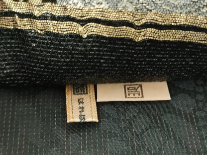 平和屋着物●西陣 じゅらく謹製 両面 六通柄袋帯 ふくれ織 草花文 黒地 金糸 ますいわ屋扱い 正絹 逸品 DABB4768ps
