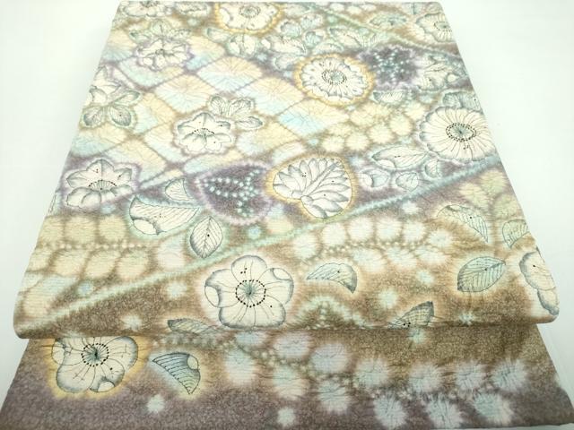 平和屋着物●梅原虎峰 幻の辻が花 太鼓柄袋帯 絞り 辻が花 金通し地 正絹 逸品 DABB4770ps