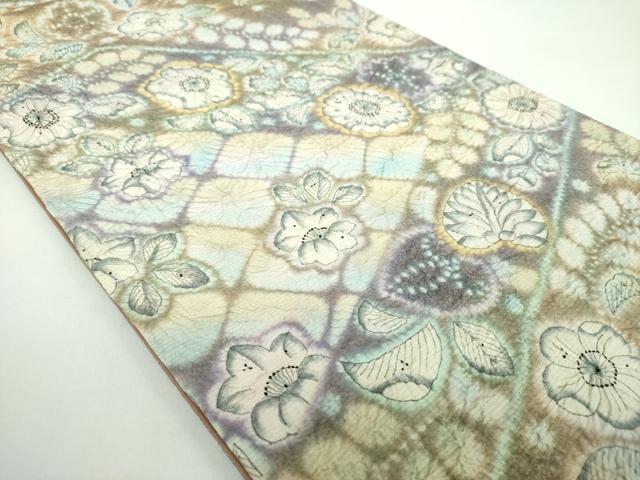 平和屋着物●梅原虎峰 幻の辻が花 太鼓柄袋帯 絞り 辻が花 金通し地 正絹 逸品 DABB4770ps
