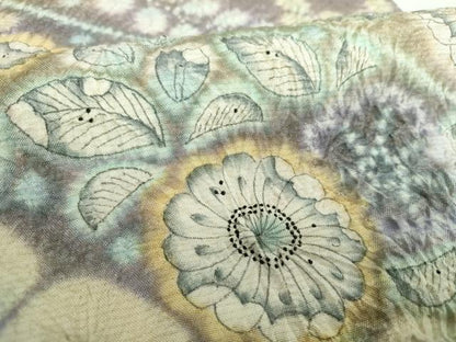 平和屋着物●梅原虎峰 幻の辻が花 太鼓柄袋帯 絞り 辻が花 金通し地 正絹 逸品 DABB4770ps