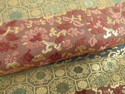 平和屋着物●六通柄袋帯　唐織　利休綴　名物裂花文　金糸　正絹　逸品　DABB4781ps