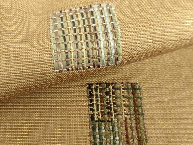 平和屋着物●太鼓柄袋帯　紬地　総刺繍　四角　金通し地　正絹　逸品　DABB4783ps