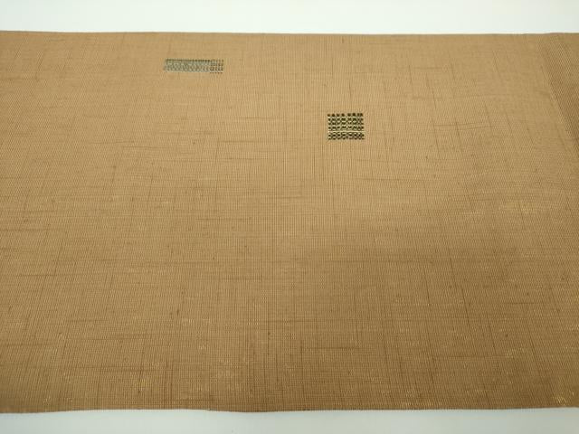 平和屋着物●太鼓柄袋帯　紬地　総刺繍　四角　金通し地　正絹　逸品　DABB4783ps