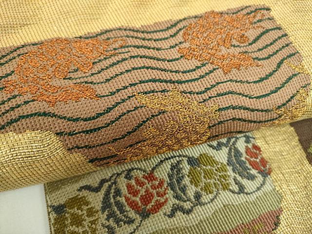 平和屋着物▽西陣 鷹匠謹製 六通柄袋帯 スリーシーズン 春夏秋 名物裂 金糸 正絹 逸品 DABB4784ps